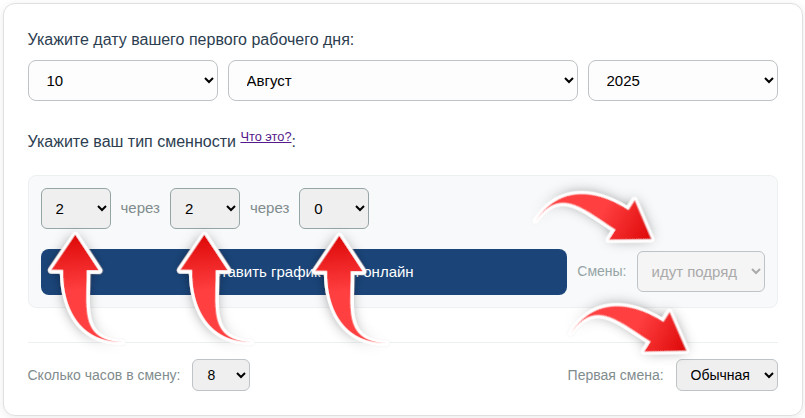 Выбор формата смены 2/2 на ProstoSmena